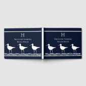 Nautical marvy Sand Pipers Coastal Monogrammed Gastenboek (Volledig)