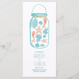 Nautical Mason Jar White Seaside Wedding Programma Programmakaart