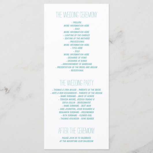 Nautical Mason Jar White Seaside Wedding Programma Programmakaart (Achterkant)