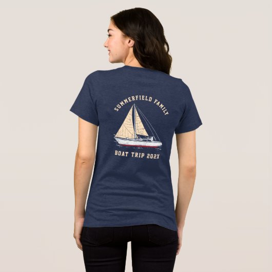 Nautical Matching Family Boat Trip Custom Tri-Blend Shirt (Achterkant volledig)