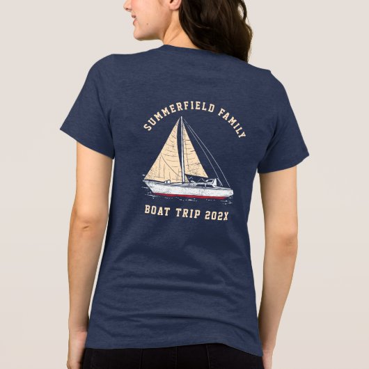 Nautical Matching Family Boat Trip Custom Tri-Blend Shirt (Achterkant)