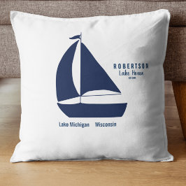 Nautical meerhuis met marineblauwe streep kussen