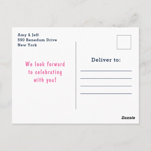 Nautical Meisje Beer Roze en Marine Verjaardagsfee Briefkaart (Achterkant)