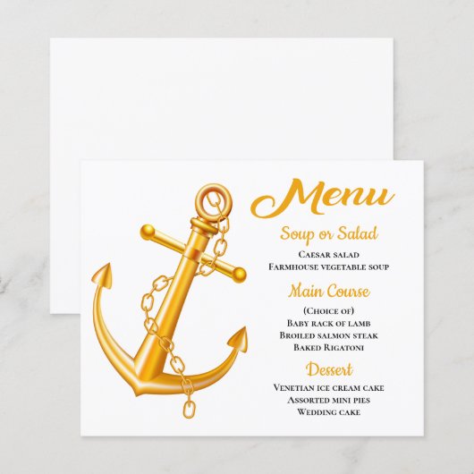 Nautical Menu Anchor Gold Weddenband Summer (Voorkant / Achterkant)