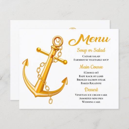 Nautical Menu Anchor Gold Weddenband Summer (Voorkant / Achterkant)