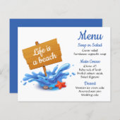 Nautical Menu Blue Beach Ocean Wedding Party (Voorkant / Achterkant)