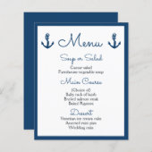 Nautical Menu Navy Blue Wedding Ocean Beach Sailor (Voorkant / Achterkant)