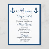 Nautical Menu Navy Blue Wedding Ocean Beach Sailor (Voorkant)