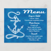 Nautical Menu Ship Anchor Blue Waterverf Wedding (Voorkant)