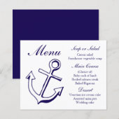 Nautical Menu Ship Anchor Navy Blue Wedding (Voorkant / Achterkant)