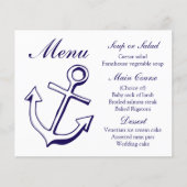 Nautical Menu Ship Anchor Navy Blue Wedding (Voorkant)