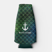 Nautical Mermaid Pattern Anchor Boat Name Flesjeskoeler (Voorkant)