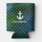 Nautical Mermaid Pattern Anchor Name Blikjeskoeler (Voorkant)