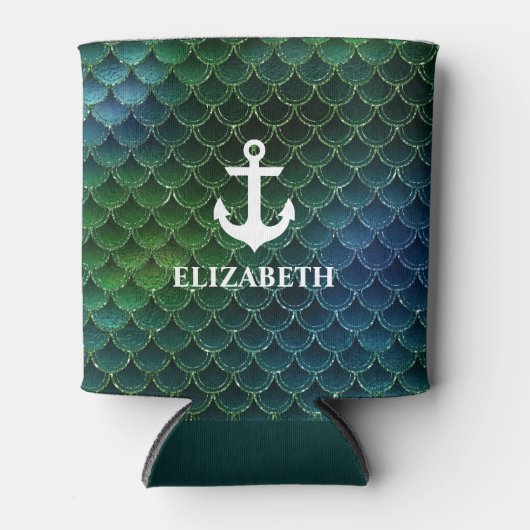Nautical Mermaid Pattern Anchor Name Blikjeskoeler (Voorkant)