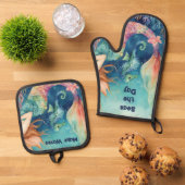 Nautical Mermaid Seahorse Inspirerend Gezegden Ovenwant & Pannenlap Set (Top down)