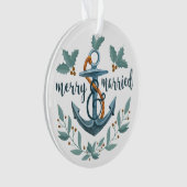 Nautical Merry and Married Holly Berry Foto Ornament (voorkant)