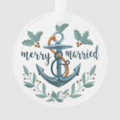 Nautical Merry and Married Holly Berry Foto Ornament (voorkant)