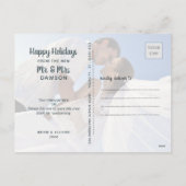 Nautical Merry & Married, Blauwgroen Stripes, Twee Feestdagenkaart (Achterkant)