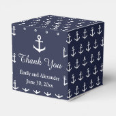 Nautical Midnight Blue met witte ankers Bedankdoosjes (Achterkant)
