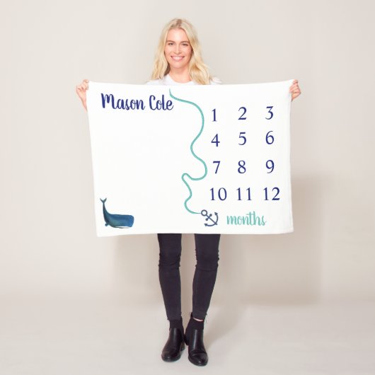 Nautical Milestone Blanket Fleece Deken (In situ)