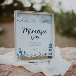 Nautical Mimosa Bar Baby shower Sign. Poster