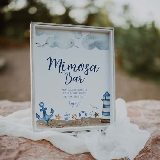 Nautical Mimosa Bar Baby shower Sign. Poster