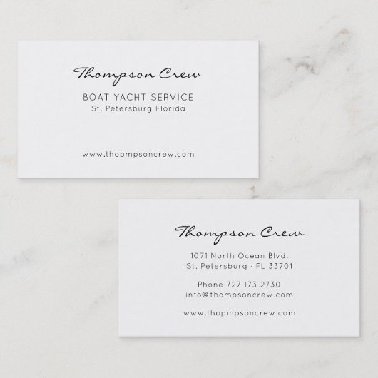 Nautical Minimal Typography Sailing Crew Visitekaartje (Voorkant / Achterkant)
