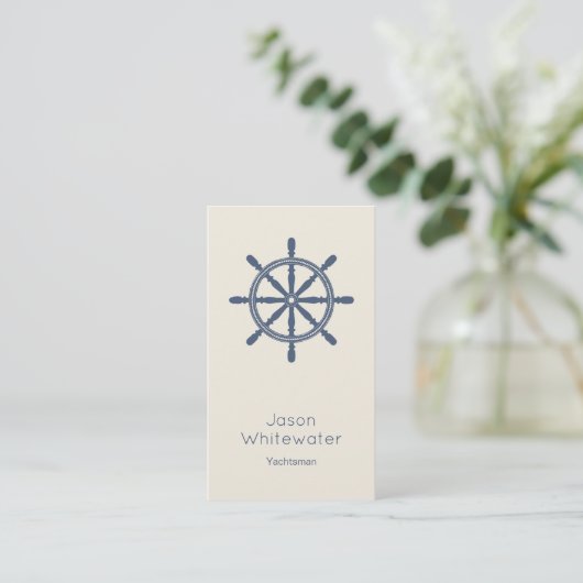 Nautical Minimalistical Visitekaartje Ivory Blue (Staand voorkant)