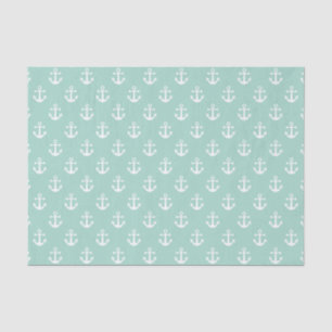 Nautical Mint Green and White Anchor Pattern Tissuepapier