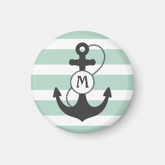 Nautical Mint Green Anker Monogram Magneet