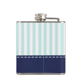 Nautical Mint Navy Blue Anchor Custom Name Heupfles (Achterkant)