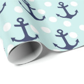 Nautical Mint Polka Dots and Navy Blue Anchors Cadeaupapier (Rol Hoek)