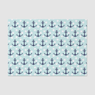 Nautical Mint Polka Dots and Navy Blue Anchors Tissuepapier