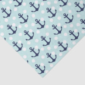 Nautical Mint Polka Dots and Navy Blue Anchors Tissuepapier (Detail)