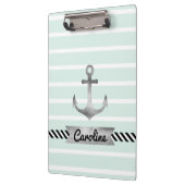 Nautical Mint Stripes Watergekleurd Anker Klembord (Links)