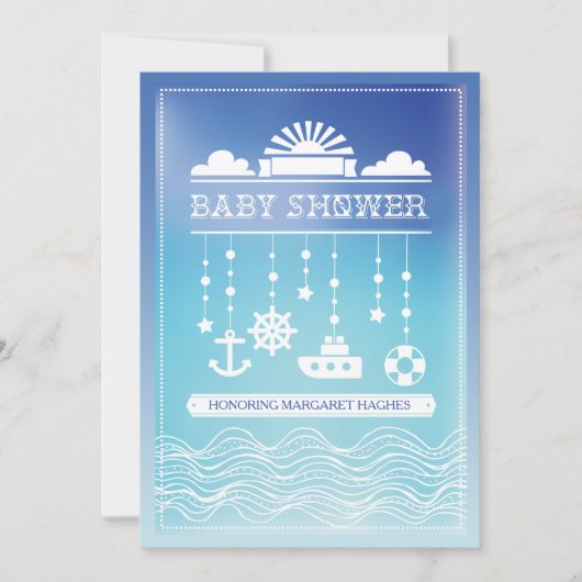 Nautical Mobile Baby shower Invitation Kaart (Voorkant)