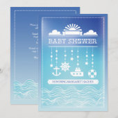 Nautical Mobile Baby shower Invitation Kaart (Voorkant / Achterkant)
