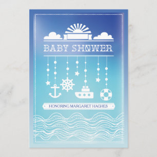 Nautical Mobile Baby shower Invitation Kaart