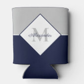 Nautical Modern Navy Blue Gray Monogram Blikjeskoeler (Achterkant)