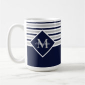 Nautical Modern Navy Blue Gray Monogram Koffiemok (Links)