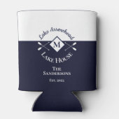 Nautical Modern Navy Blue Gray Monogram Lake House Blikjeskoeler (Achterkant)
