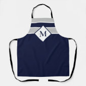 Nautical Modern Navy Blue Gray Monogram Schort (Voorkant)