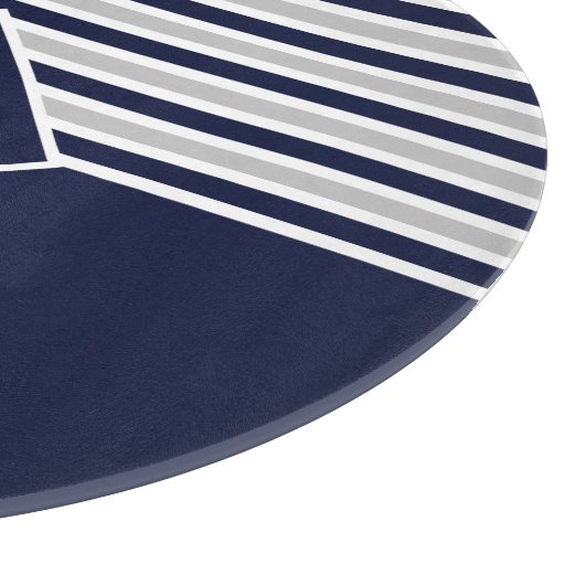 Nautical Modern Navy Blue Gray Monogram Snijplank (Hoek)