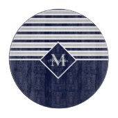 Nautical Modern Navy Blue Gray Monogram Snijplank (Voorkant)