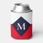 Nautical Modern Navy Blue Monogram Blikjeskoeler (Blikje Voorkant)