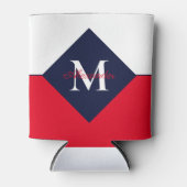 Nautical Modern Navy Blue Monogram Blikjeskoeler (Voorkant)