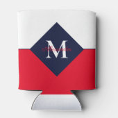 Nautical Modern Navy Blue Monogram Blikjeskoeler (Achterkant)