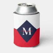 Nautical Modern Navy Blue Monogram Blikjeskoeler (Blikje Achterkant)