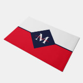 Nautical Modern Navy Blue Monogram Deurmat (Schuin)