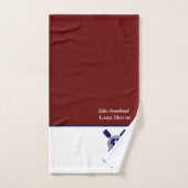 Nautical Modern Navy Blue Monogram Lake House Bad Handdoek (Handdoek)